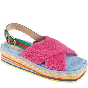 Gucci Huma Sponge Wedge Slingback Sandal sz 38.5
